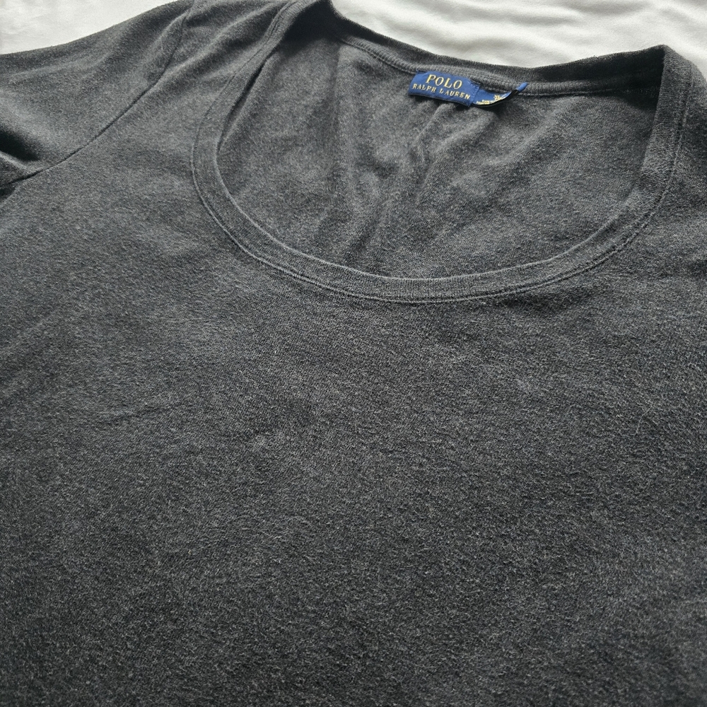 Polo Ralph Lauren Gray Long Sleeve Scoop Neck Top Women XL